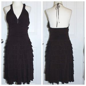 BCBG MaxAzria Ruffle Halter Mini Cocktail Dress